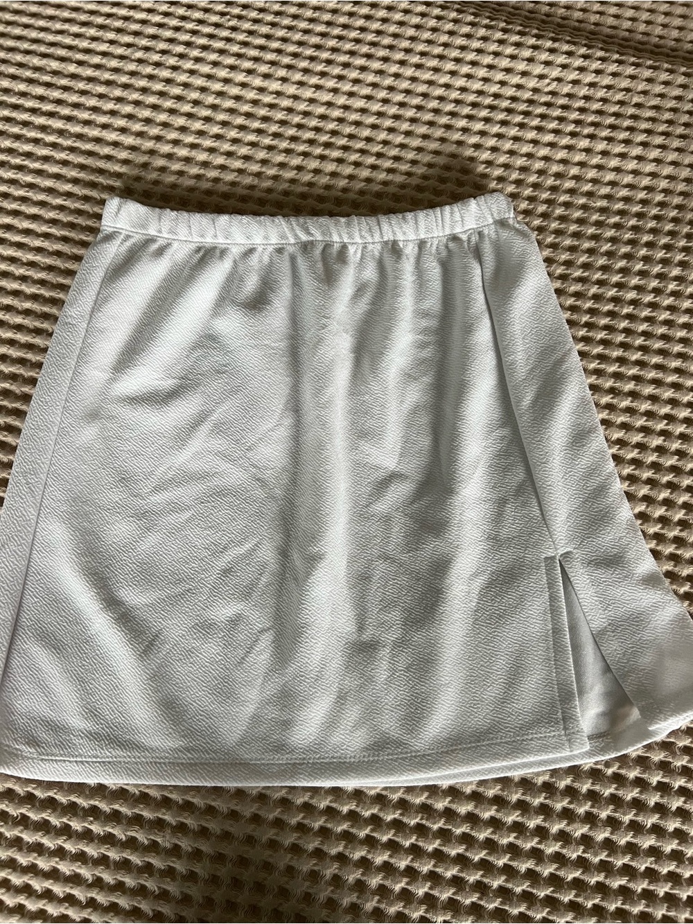 Marshalls White Textured Mini Skirt with Subtle Side Slit